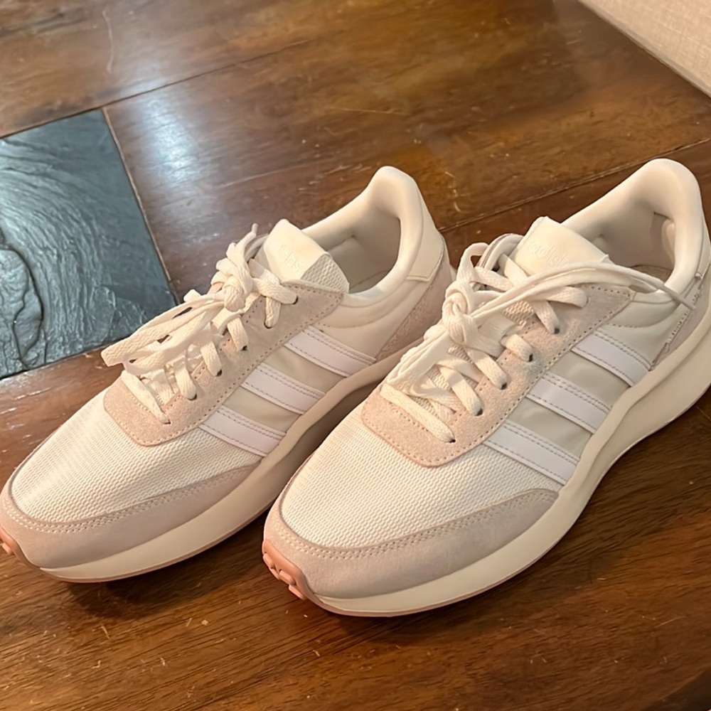Adidas Cream and White Athletic Shoes with Breathable Mesh